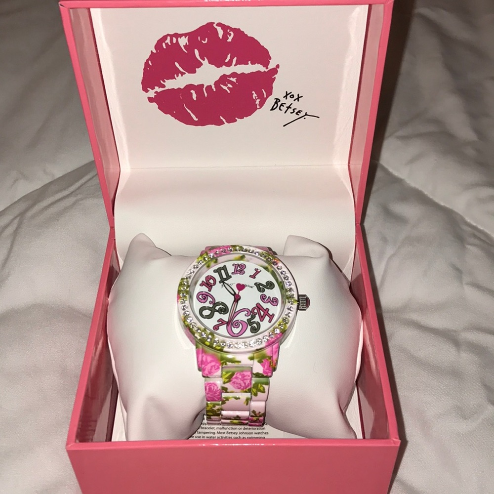 Betsey Johnson pink floral watch